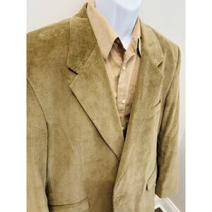 Monsieur Adolfo Brown Corduroy Blazer 46L Two Button Front Sport Coat Jacket